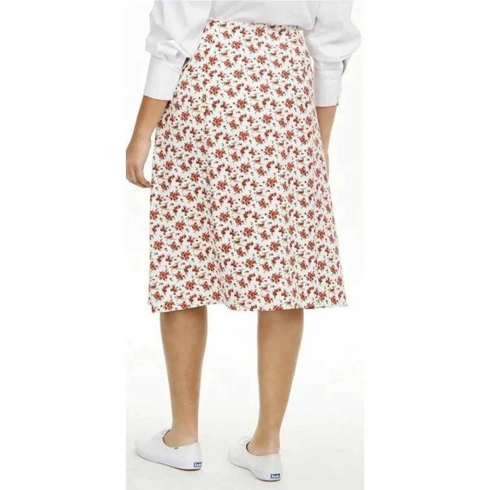 Danielle‎ Bernstein White Red Floral MIdi Slip Skirt Sz 1x NEW